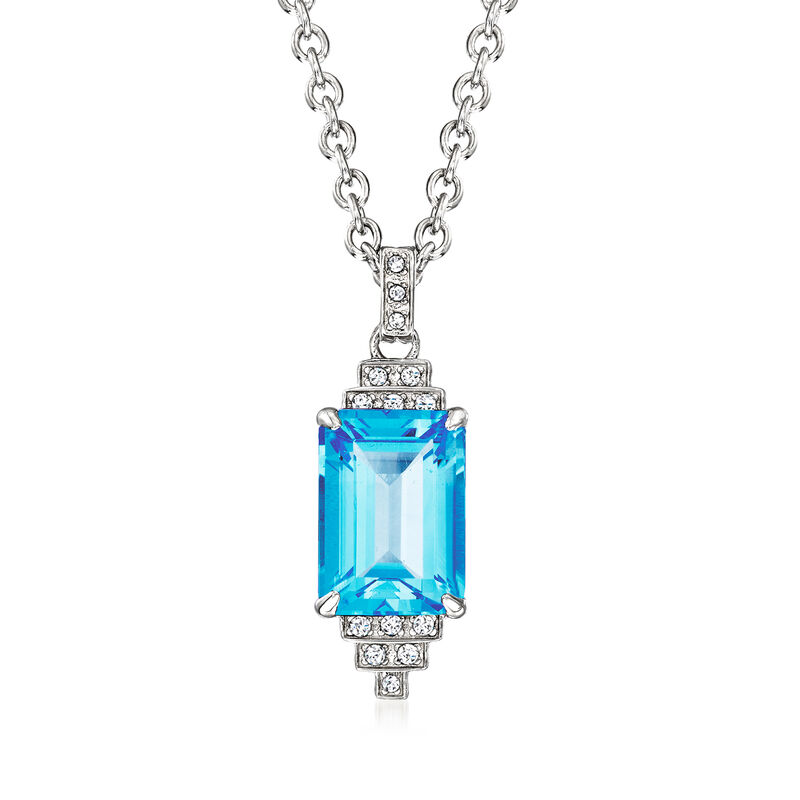 Andrea Candela &quot;Gatsby&quot; 8.50 Carat Swiss Blue Topaz Necklace with .12 ct. t.w. Diamonds in Sterling Silver image number 0