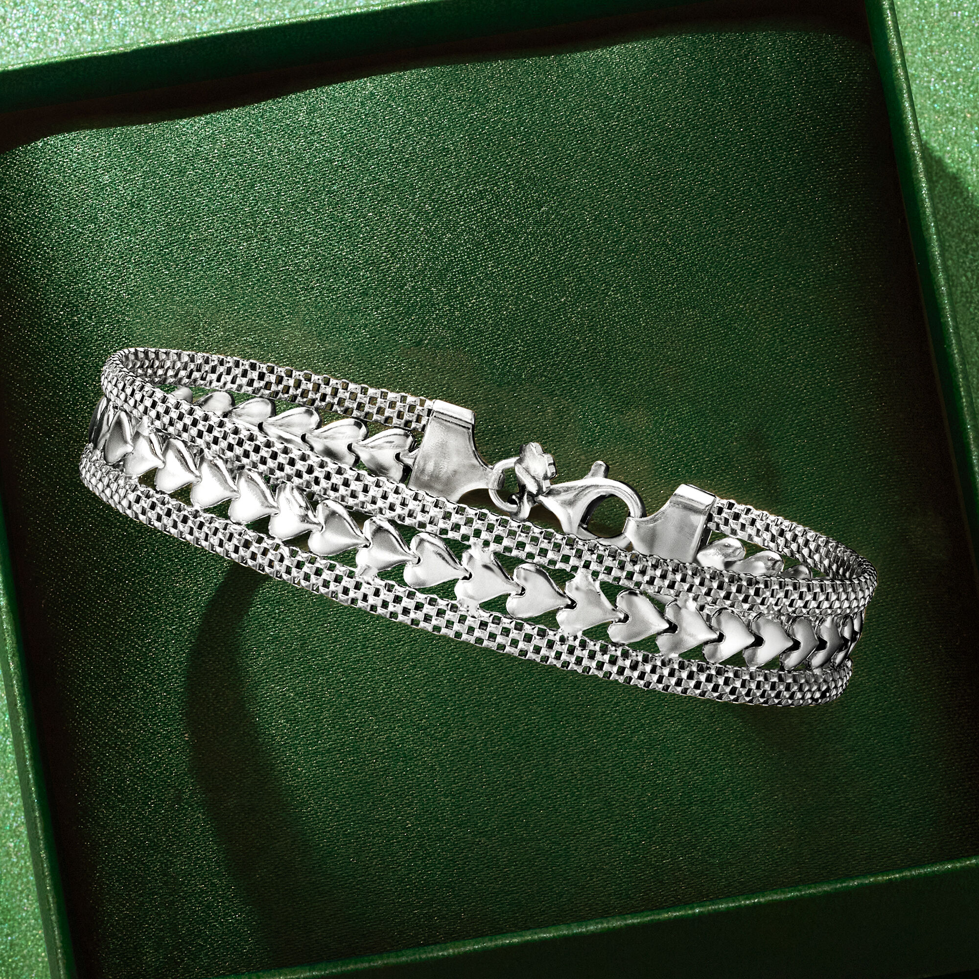 Italian Sterling Silver Heart Motif Bracelet