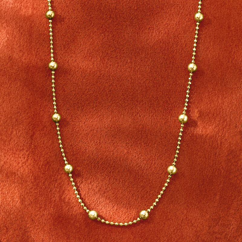Italian 18kt Gold Over Sterling Bead Station Necklace image number 3