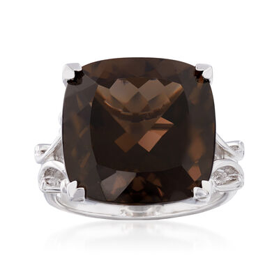 12.00 Carat Smoky Quartz Ring in Sterling Silver