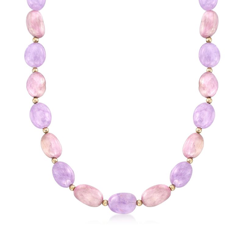 Kunzite and Amethyst Bead Necklace in 14kt Yellow Gold image number 0