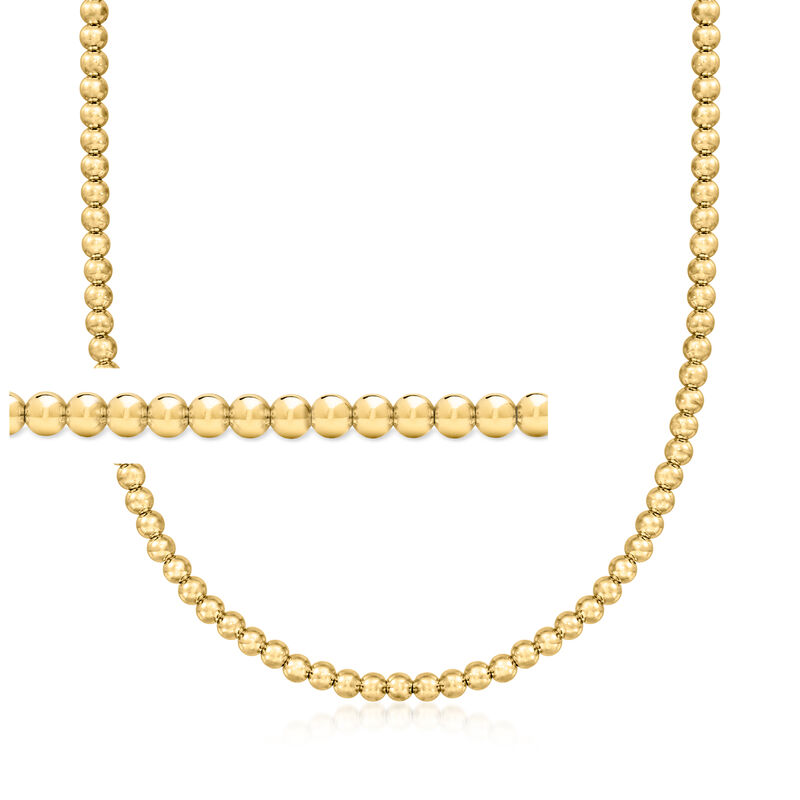 Italian 5mm 18kt Gold Vermeil Bead Necklace image number 0