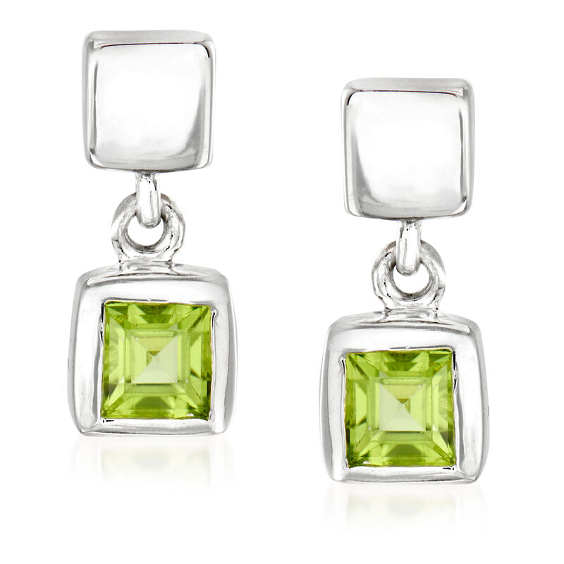 Zina Sterling Silver &quot;Ice Cube&quot; .40 ct. t.w. Peridot Drop Earrings image number 0