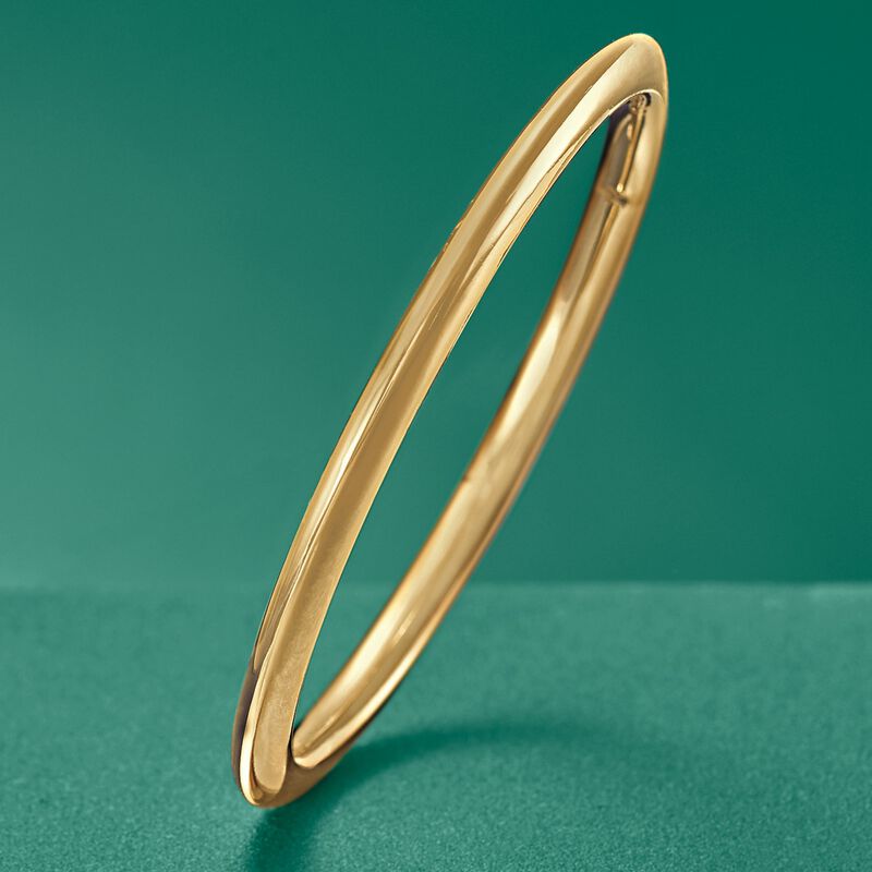 Italian Andiamo 14kt Yellow Gold Narrow Bangle Bracelet. 7.5&quot; image number 2