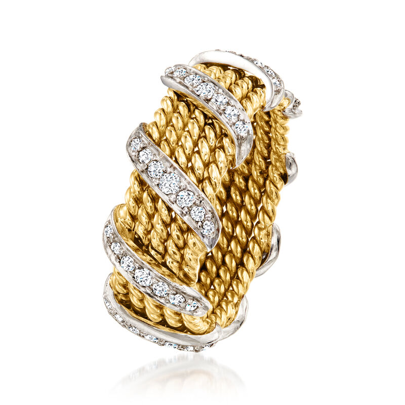 C. 1980 Vintage Tiffany Jewelry &quot;Schlumberger&quot; .60 ct. t.w. Diamond Ring in 18kt Yellow Gold and Platinum image number 2