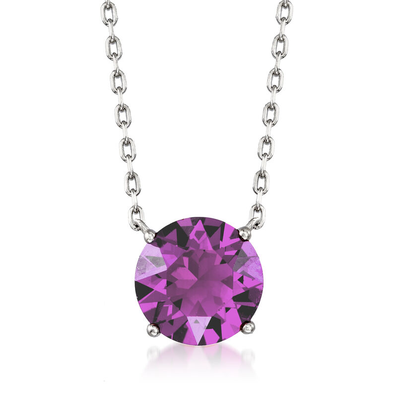 Jewelry Set: Purple Swarovski Crystal Necklace and Earrings in Sterling Silver image number 3