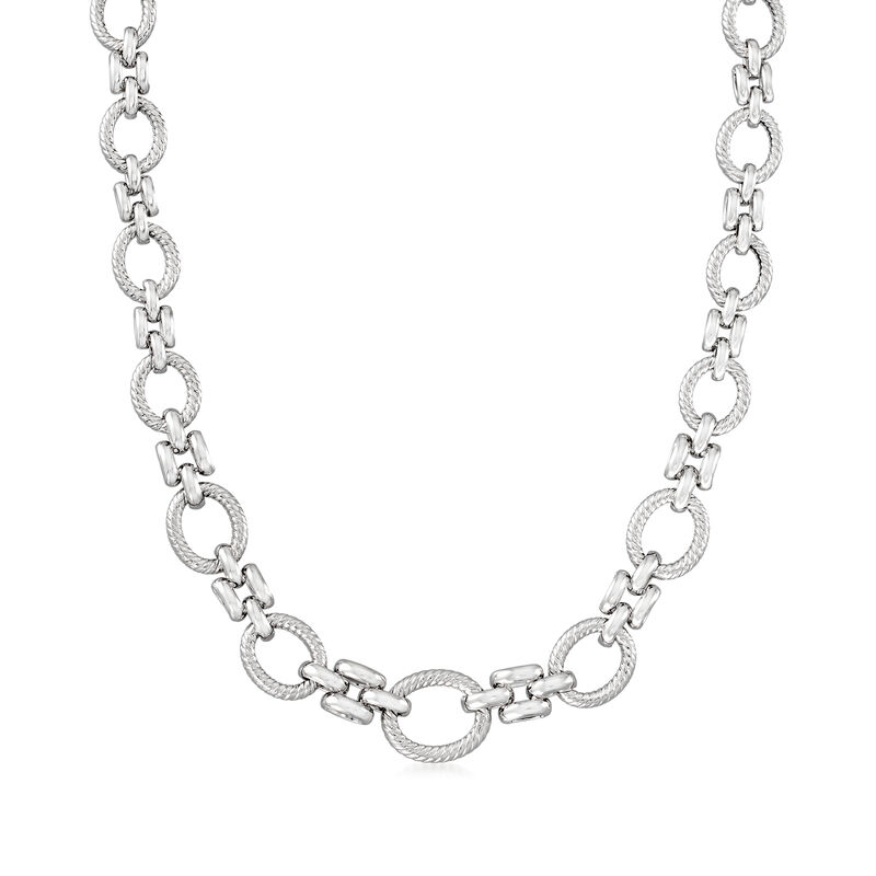 Sterling Silver Twisted Oval-Link Necklace image number 0