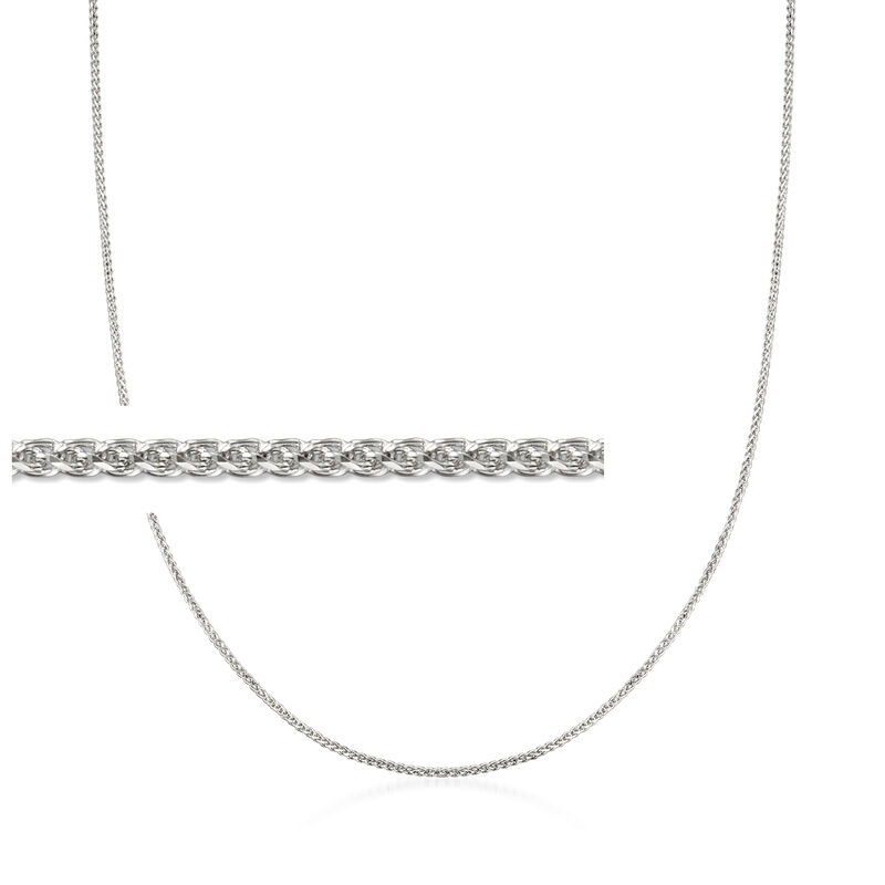 1mm 14kt White Gold Wheat-Chain Necklace. 16" image number 1