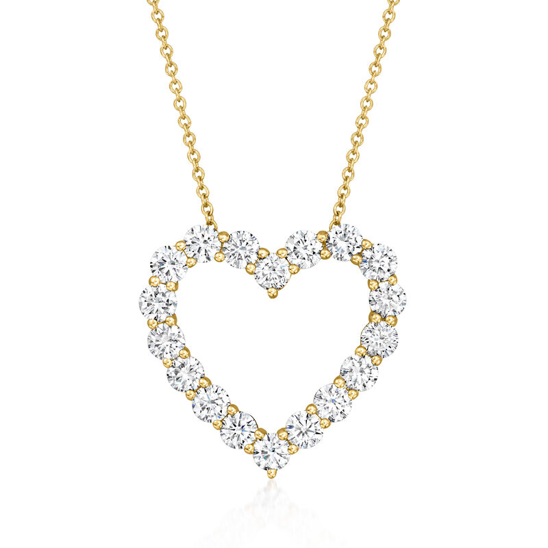 2.00 ct. t.w. Lab-Grown Diamond Heart Pendant Necklace in 14kt Yellow Gold image number 0