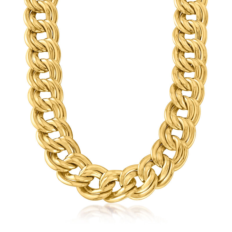 C. 1980 Vintage 14kt Yellow Gold Double-Curb Link Necklace image number 0