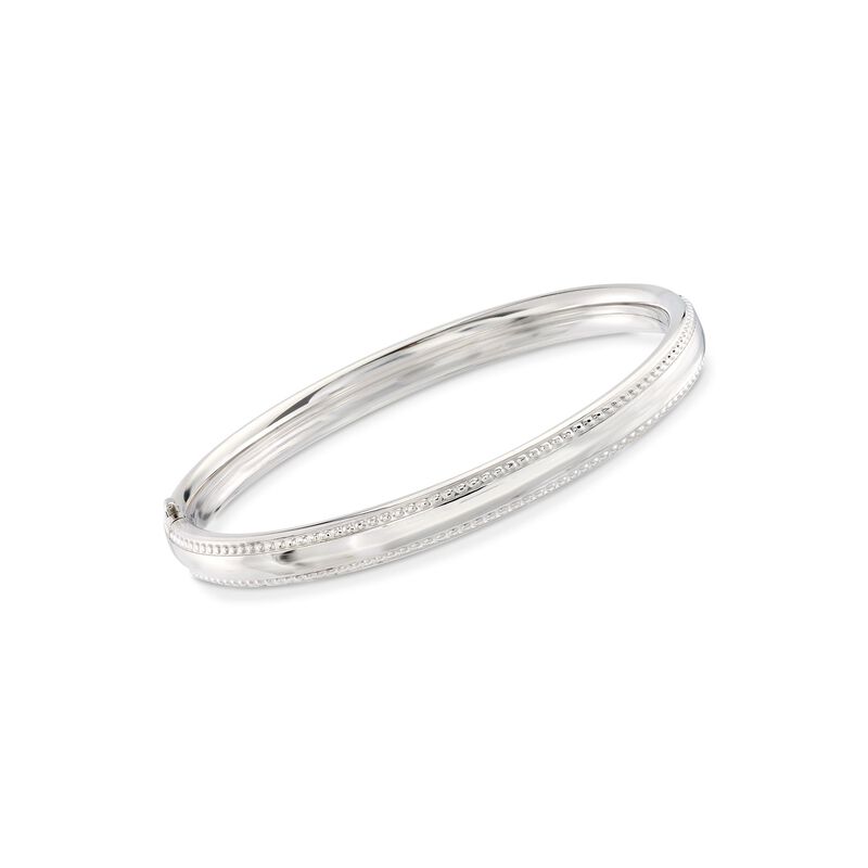 Child's Sterling Silver Beaded-Edge Bangle Bracelet. 5.25&quot; image number 0