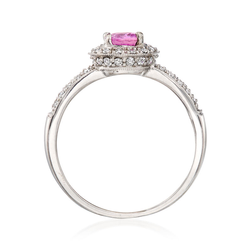 C. 2000 Vintage .75 Carat Pink Sapphire Ring with .36 ct. t.w. Diamonds in 18kt White Gold. Size 7.25 image number 3