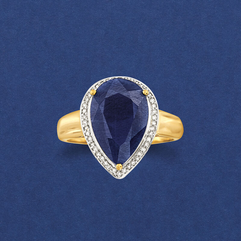 5.50 Carat Sapphire and .13 ct. t.w. Diamond Ring in 14kt Yellow Gold image number 4