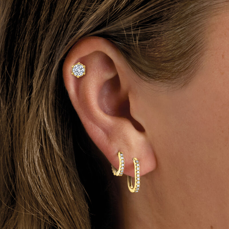 Italian 1.40 ct. t.w. CZ Jewelry Set: Three Pairs of Earrings in 18kt Gold Over Sterling. 3/8-5/8&quot; image number 8