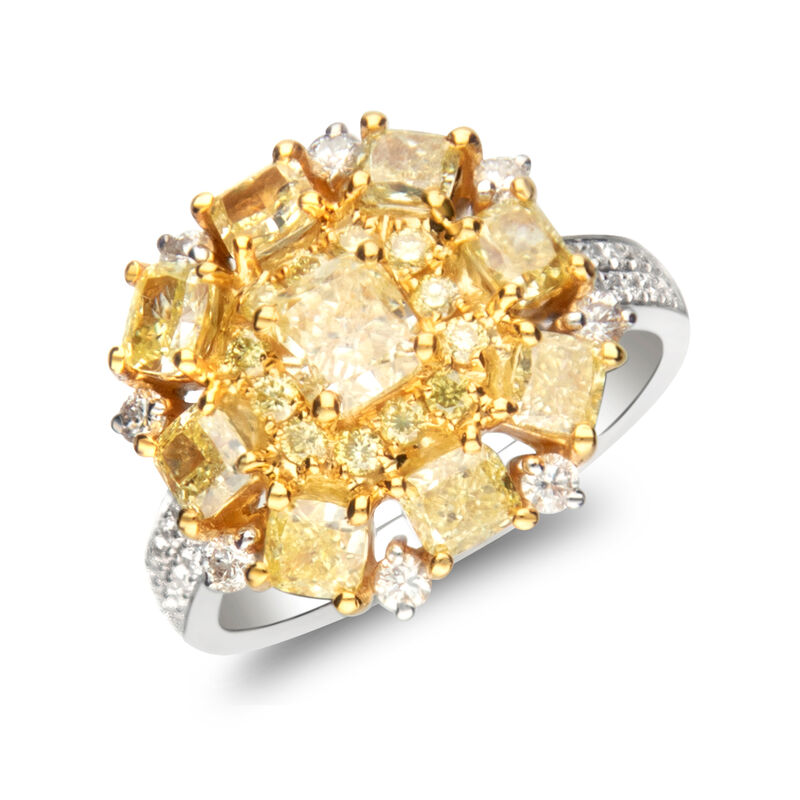 3.24 ct. t.w. Yellow and White Diamond Ring in 18kt Two-Tone Gold. Size 7 image number 1