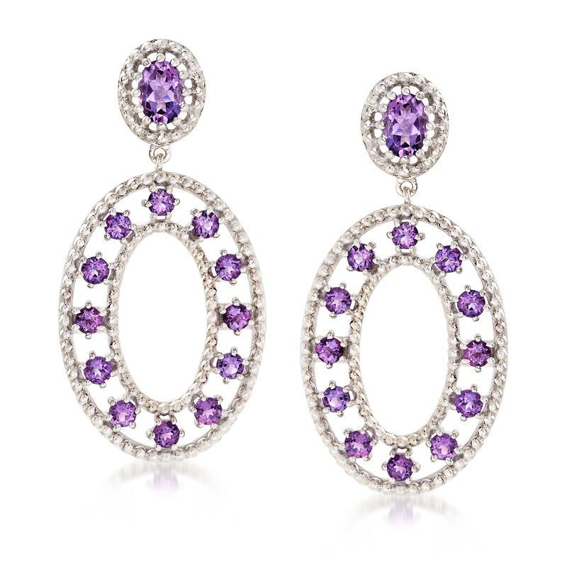 Andrea Candela &quot;Cava&quot; 3.70 ct. t.w. Amethyst Drop Earrings in Sterling Silver image number 0