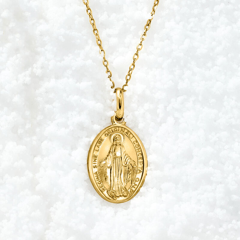 Italian 18kt Yellow Gold Miraculous Medal Pendant image number 5