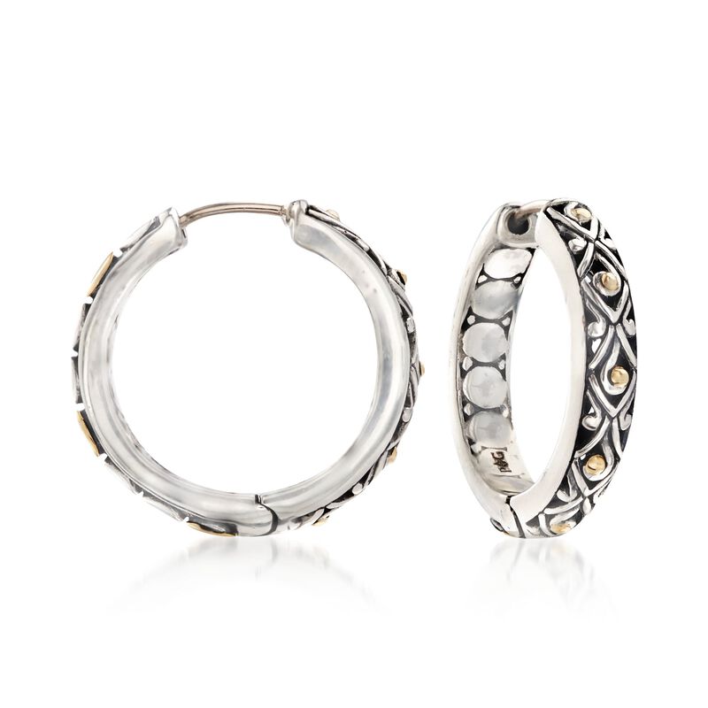 Phillip Gavriel &quot;Dragonfly&quot; Sterling Silver and 18kt Gold Hoop Earrings image number 0