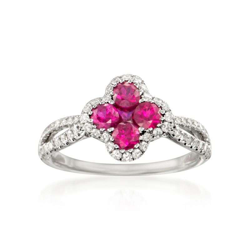 Gregg Ruth .80 ct. t.w. Ruby and .35 ct. t.w. Diamond Ring in 18kt White Gold image number 0