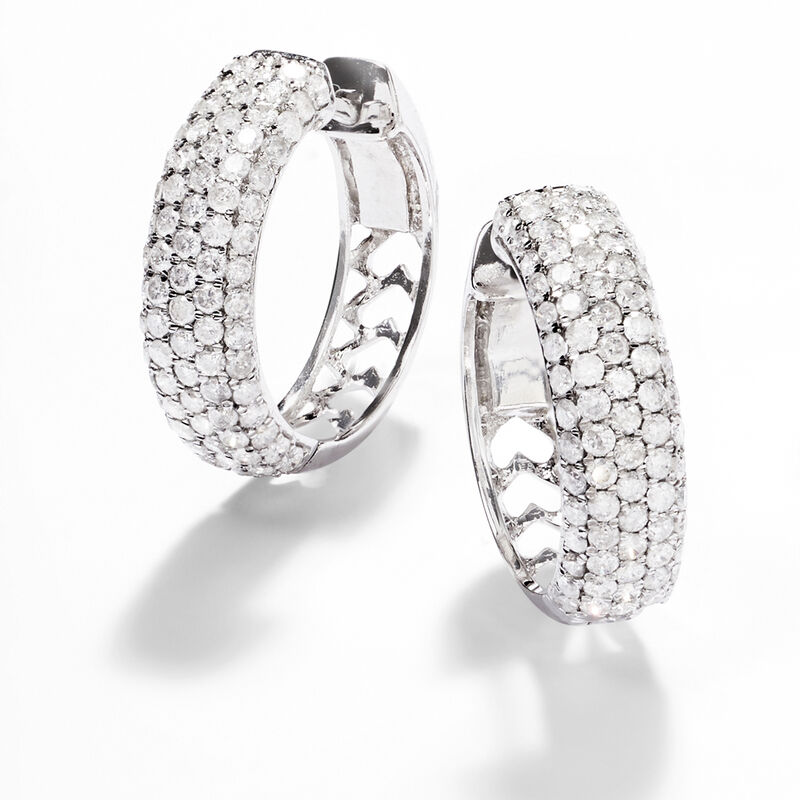 2.00 ct. t.w. Diamond Hoop Earrings in 14kt White Gold image number 4