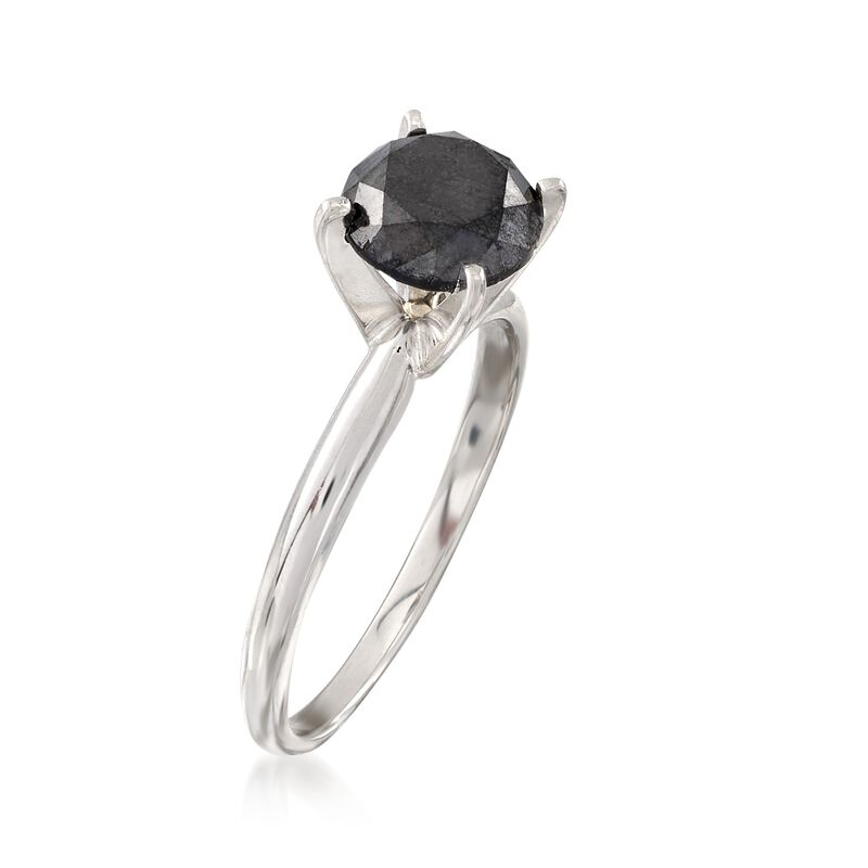 2.00 Carat Black Diamond Solitaire Ring in 14kt White Gold. Size 10 image number 2