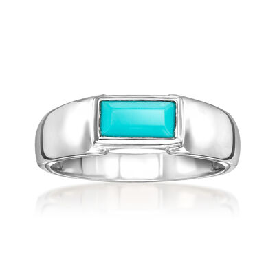 Baguette Turquoise Ring in Sterling Silver