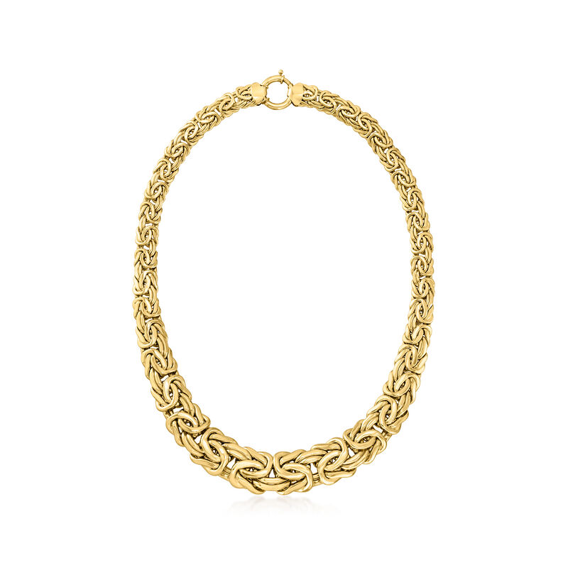 14kt Yellow Gold Graduated Byzantine Necklace image number 2