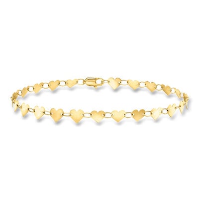 10kt Yellow Gold Heart-Link Bracelet