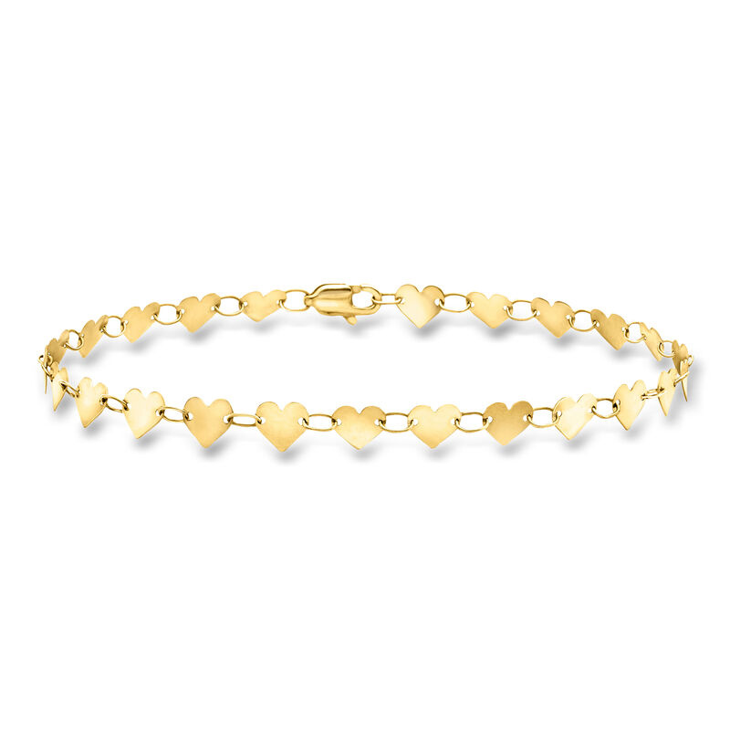 10kt Yellow Gold Heart-Link Bracelet. 7" image number 0