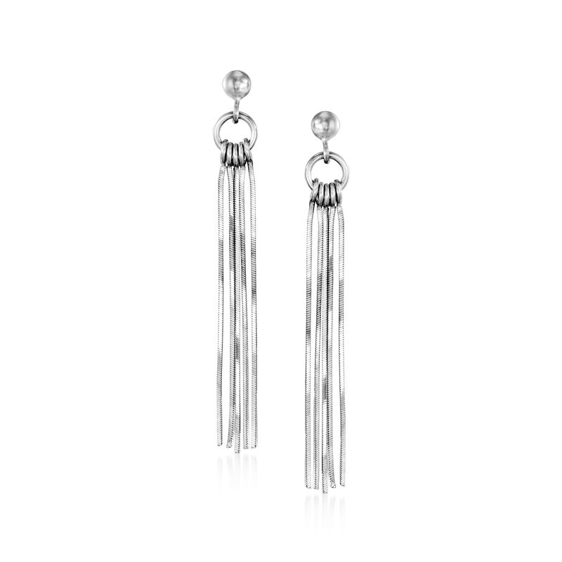 Italian Sterling Silver Snake-Chain Fringe Drop Earrings image number 0