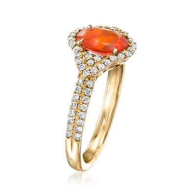 Orange Opal Ring with .46 ct. t.w. Diamonds in 14kt Yellow Gold