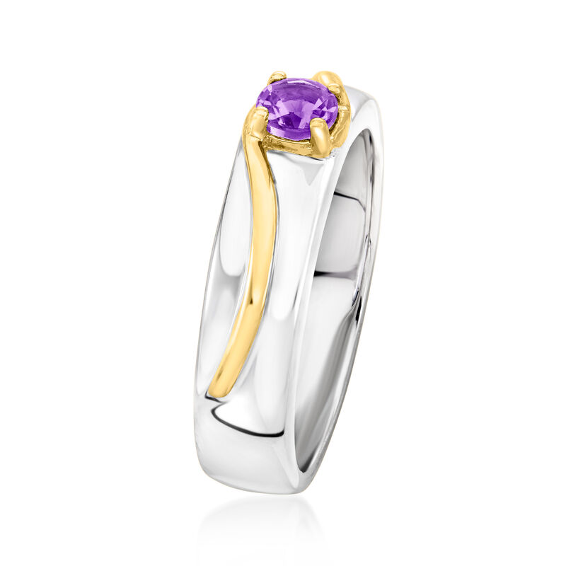 .20 Carat Amethyst Ring in Sterling Silver and 18kt Gold Over Sterling image number 2