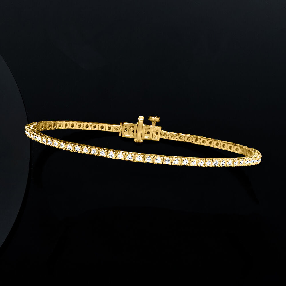 1.10 ct. t.w. Lab-Grown Diamond Tennis Bracelet in 18kt Gold Over Sterling. 8"