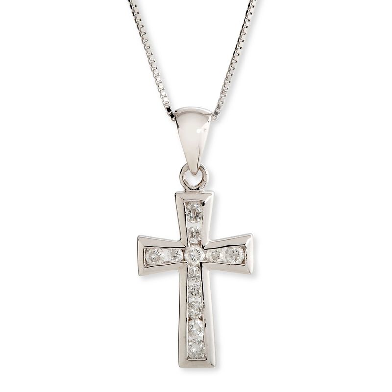 .25 ct. t.w. Diamond Cross Necklace in 14kt White Gold image number 0