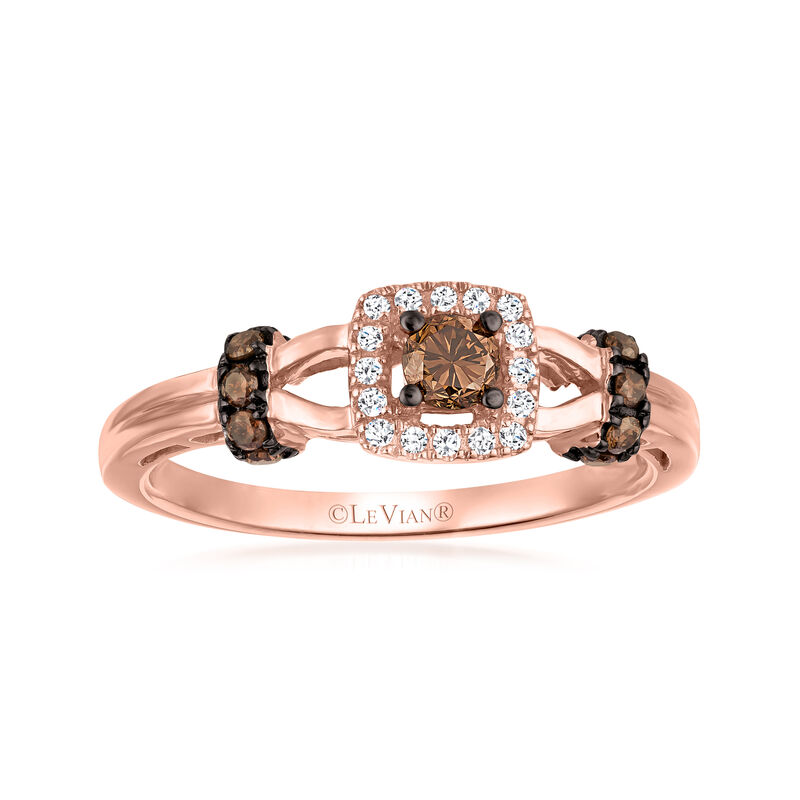 Le Vian &quot;Chocolatier&quot; .30 ct. t.w. Chocolate Diamond Ring with Vanilla Diamond Accents in 14kt Strawberry Gold image number 0