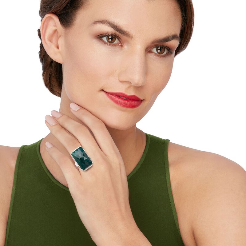 20.00 Carat Emerald Ring in Sterling Silver image number 1