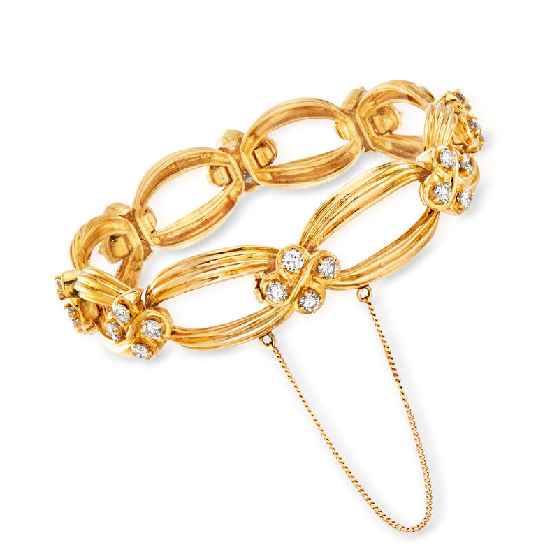 C. 1980 Vintage 4.50 ct. t.w. Diamond Link Bracelet in 18kt Yellow Gold image number 2