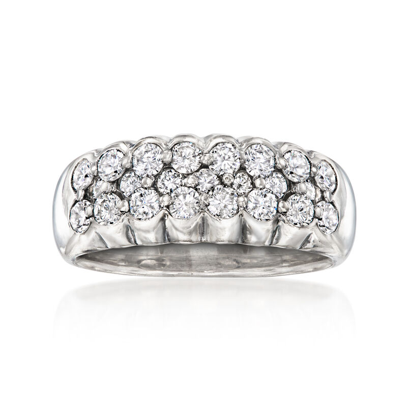 C. 1980 Vintage 1.50 ct. t.w. Diamond Three-Row Ring in Platinum. Size 7.5 image number 0