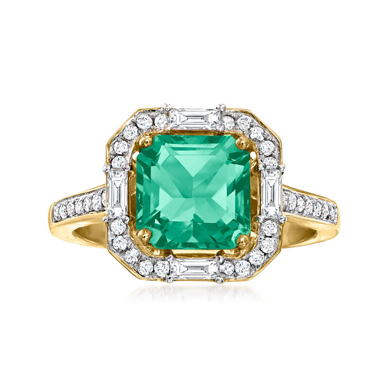 Green Fluorite Ring with .46 ct. t.w. Diamonds in 14kt Yellow Gold image number 0