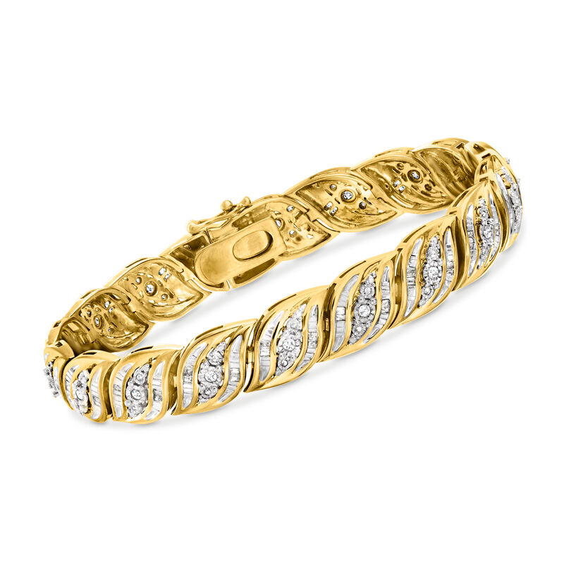 1.00 ct. t.w. Diamond Bracelet in 18kt Gold Over Sterling image number 0