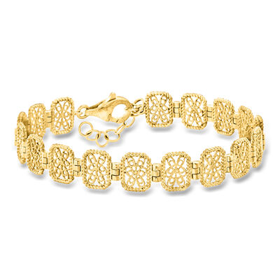 18kt Gold Over Sterling Filigree Bracelet