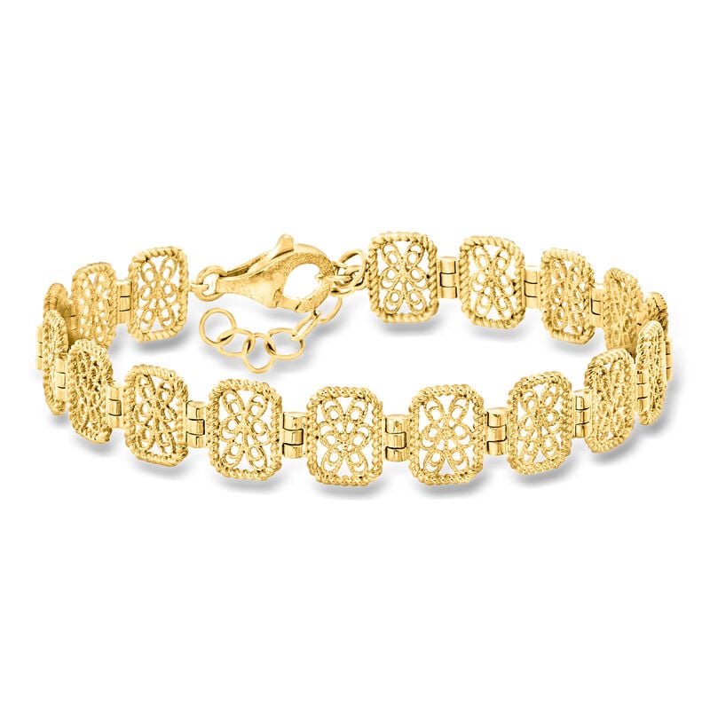 18kt Gold Over Sterling Filigree Bracelet. 7" image number 0