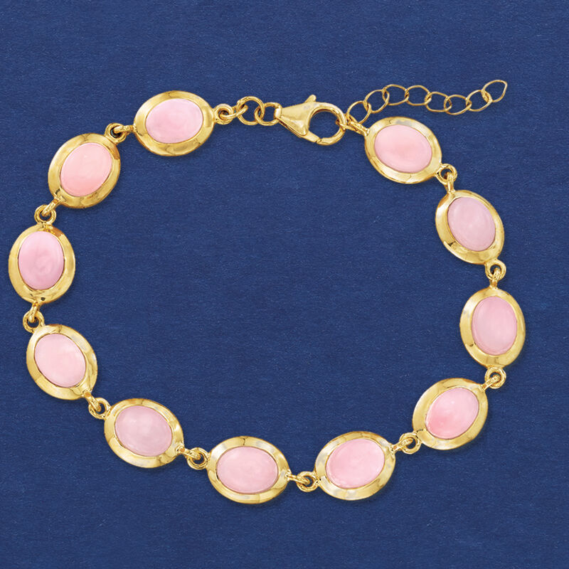 Pink Opal-Link Bracelet in 18kt Gold Over Sterling. 7&quot; image number 3
