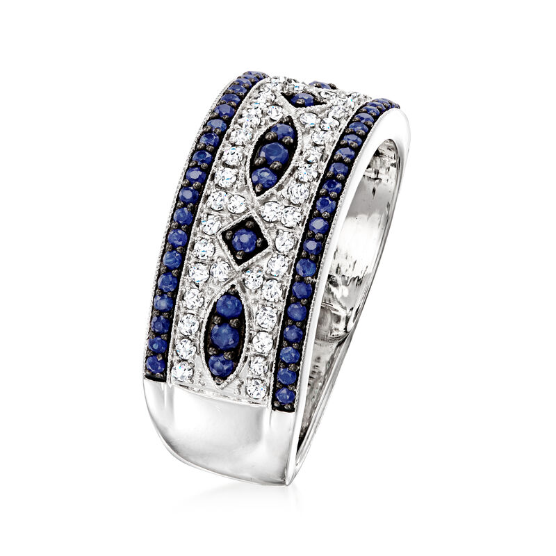 .50 ct. t.w. Sapphire and .25 ct. t.w. Diamond Ring in 14kt White Gold image number 2