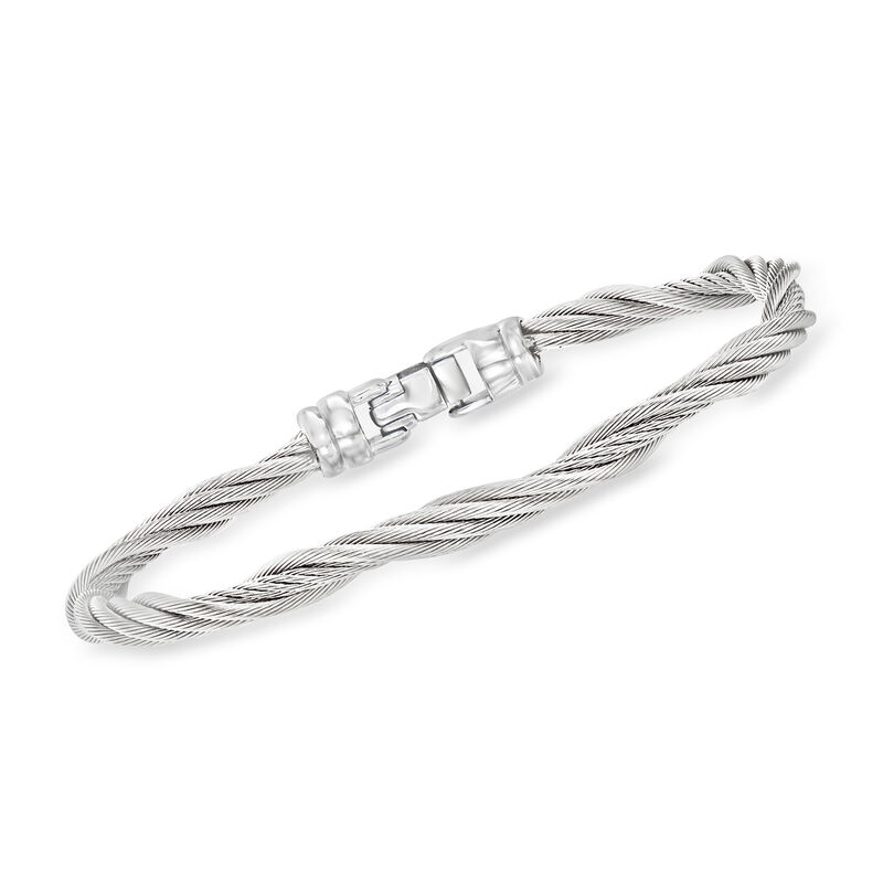 ALOR Gray Stainless Steel Twisted Cable Bracelet image number 0