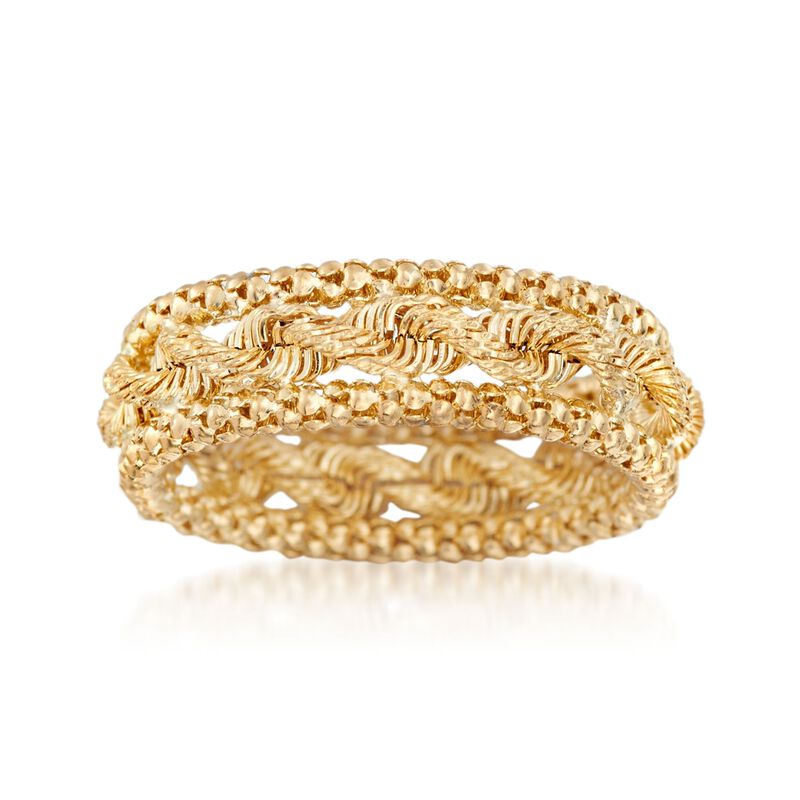 14kt Yellow Gold Rope and Popcorn Chain Ring image number 0