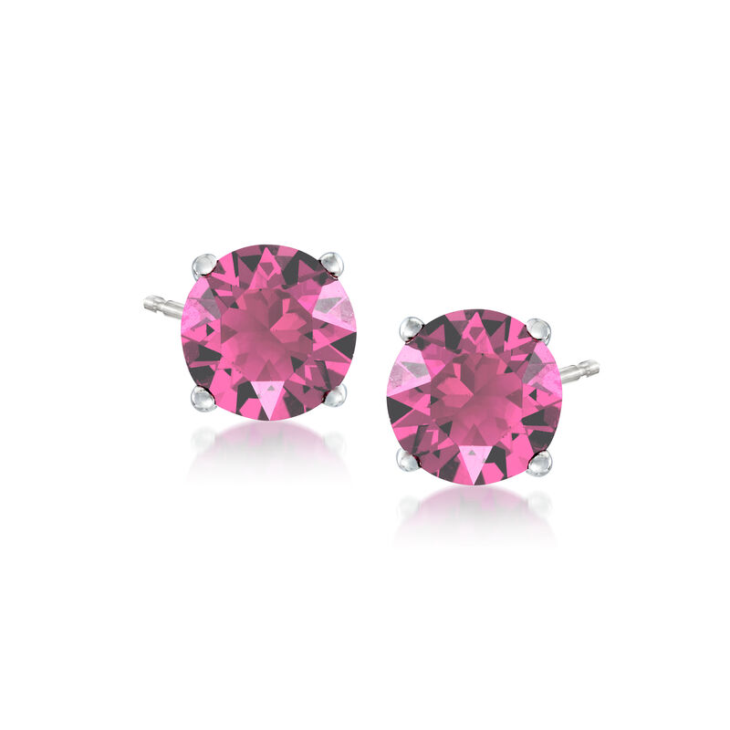 Jewelry Set: Pink Swarovski Crystal Necklace and Earrings in Sterling Silver image number 4