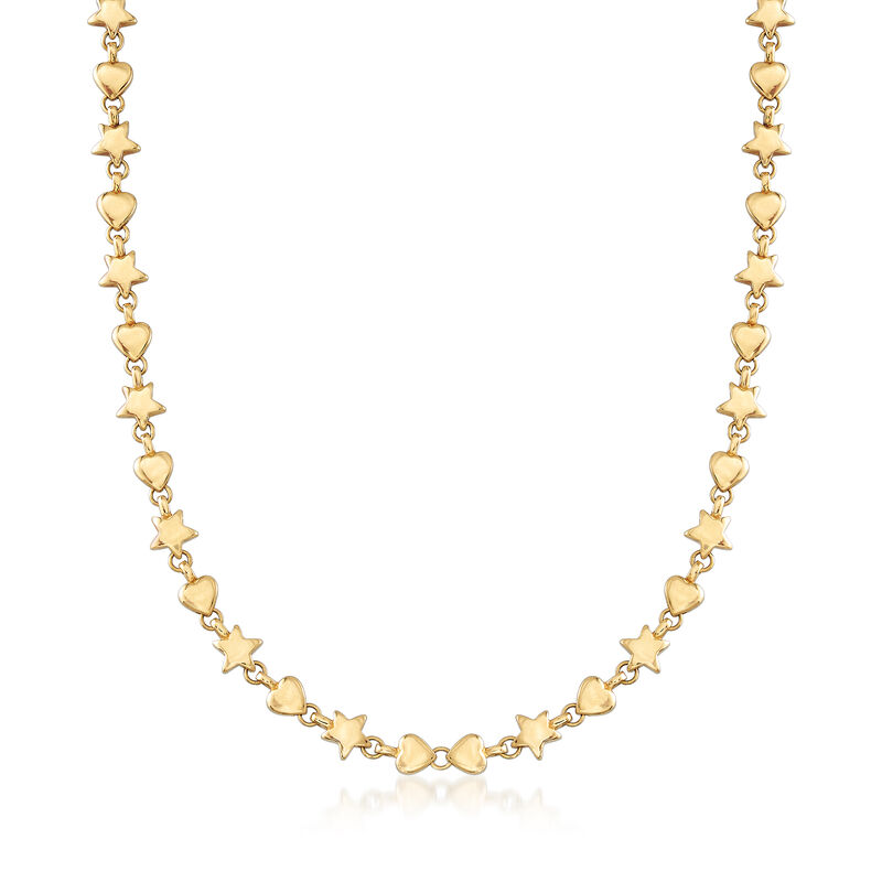 C. 1990 Vintage Tiffany Jewelry 18kt Yellow Gold Star and Heart Necklace image number 0