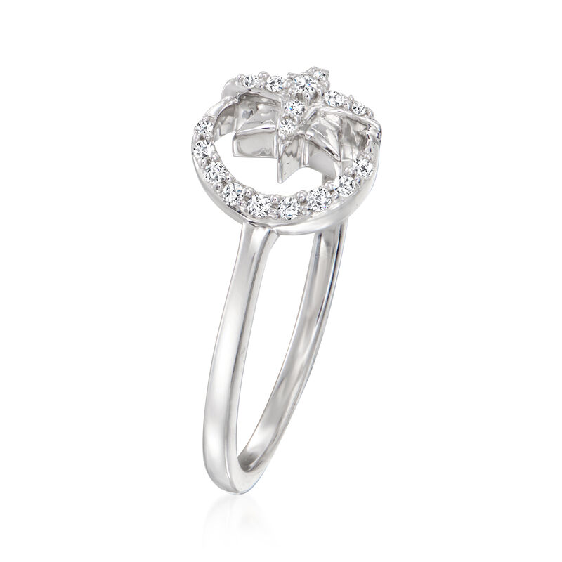 .10 ct. t.w. Diamond Moon and Star Ring in Sterling Silver image number 1