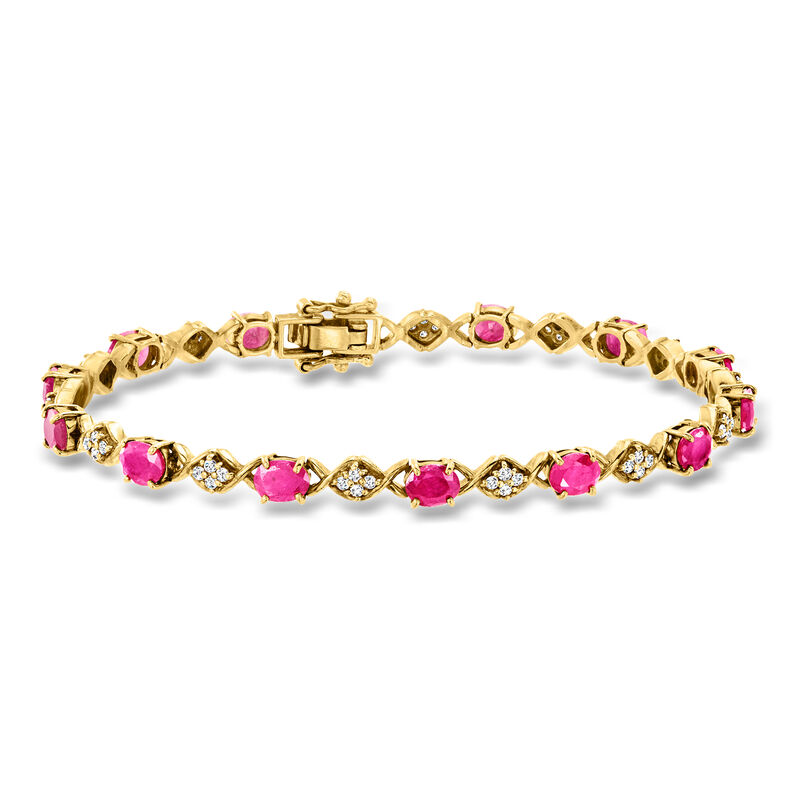 C. 1990 Vintage 6.14 ct. t.w. Ruby and .45 ct. t.w. Diamond Bracelet in 18kt Yellow Gold. 7" image number 0